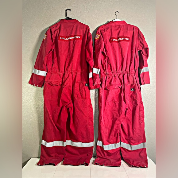 Wenaas Coveralls Halliburton US 50 Reg Oil Rig Work Red Jumpsuit Antiflame | X2 - Picture 2 of 5